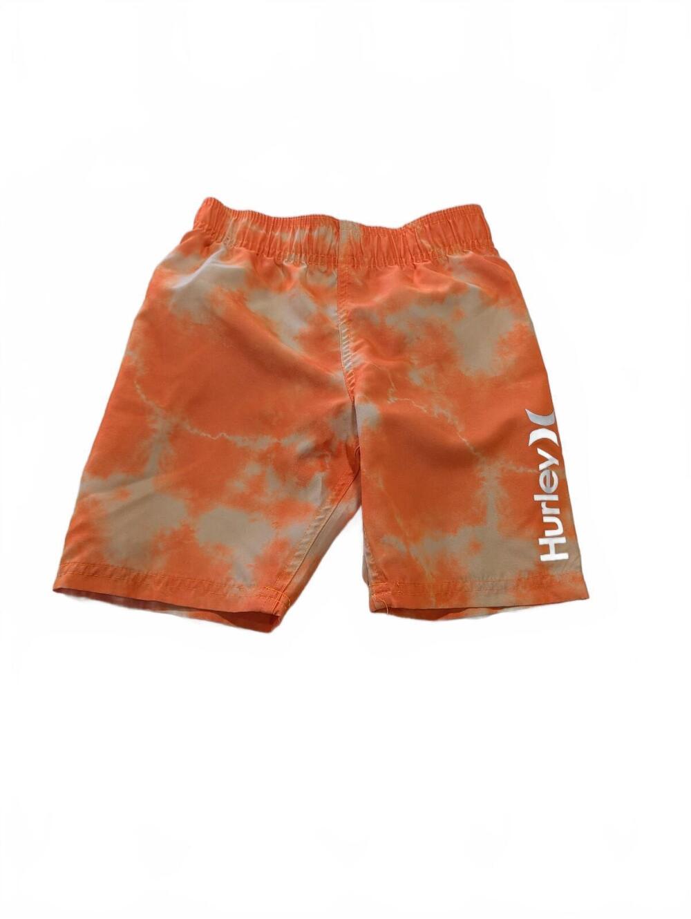 Hurley Boys Orange & White Tie-Dye Swim Trunks Size 7